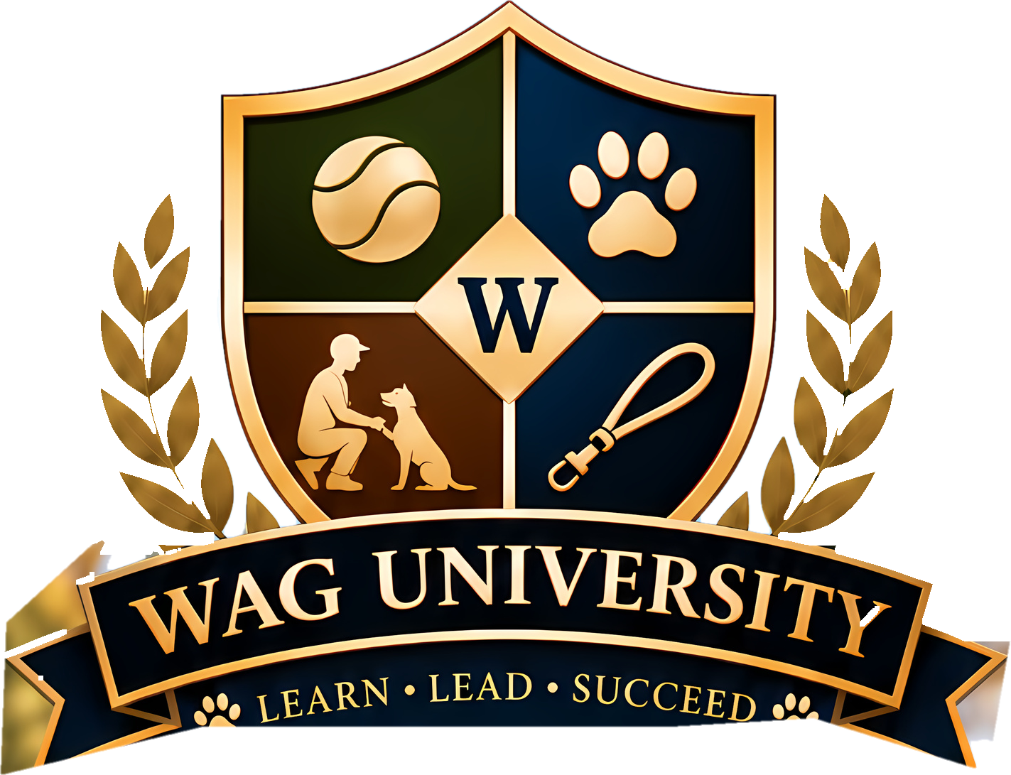 WAG University wreath crest